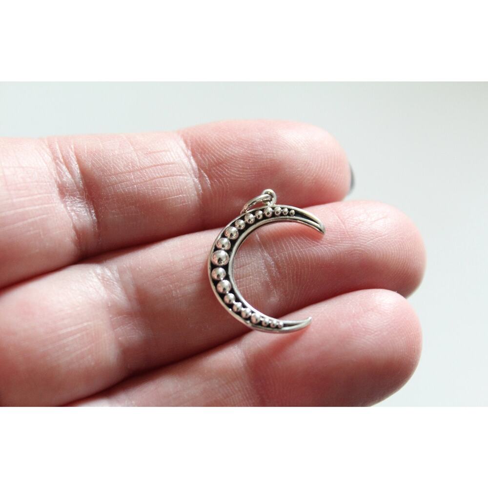 Sterling Silver Unique Crescent Moon Pendant, Crescent Moon Charm